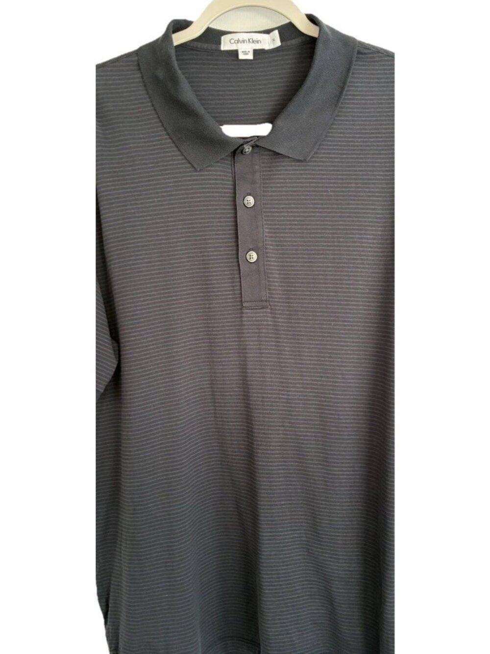 Calvin Klein Mens Liquid Touch Striped Polo Shirt 3 Button Regular Fit XXL Shirt